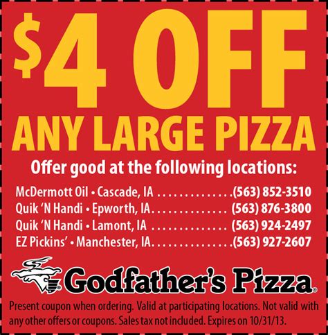 Godfathers Pizza Coupons Gallery